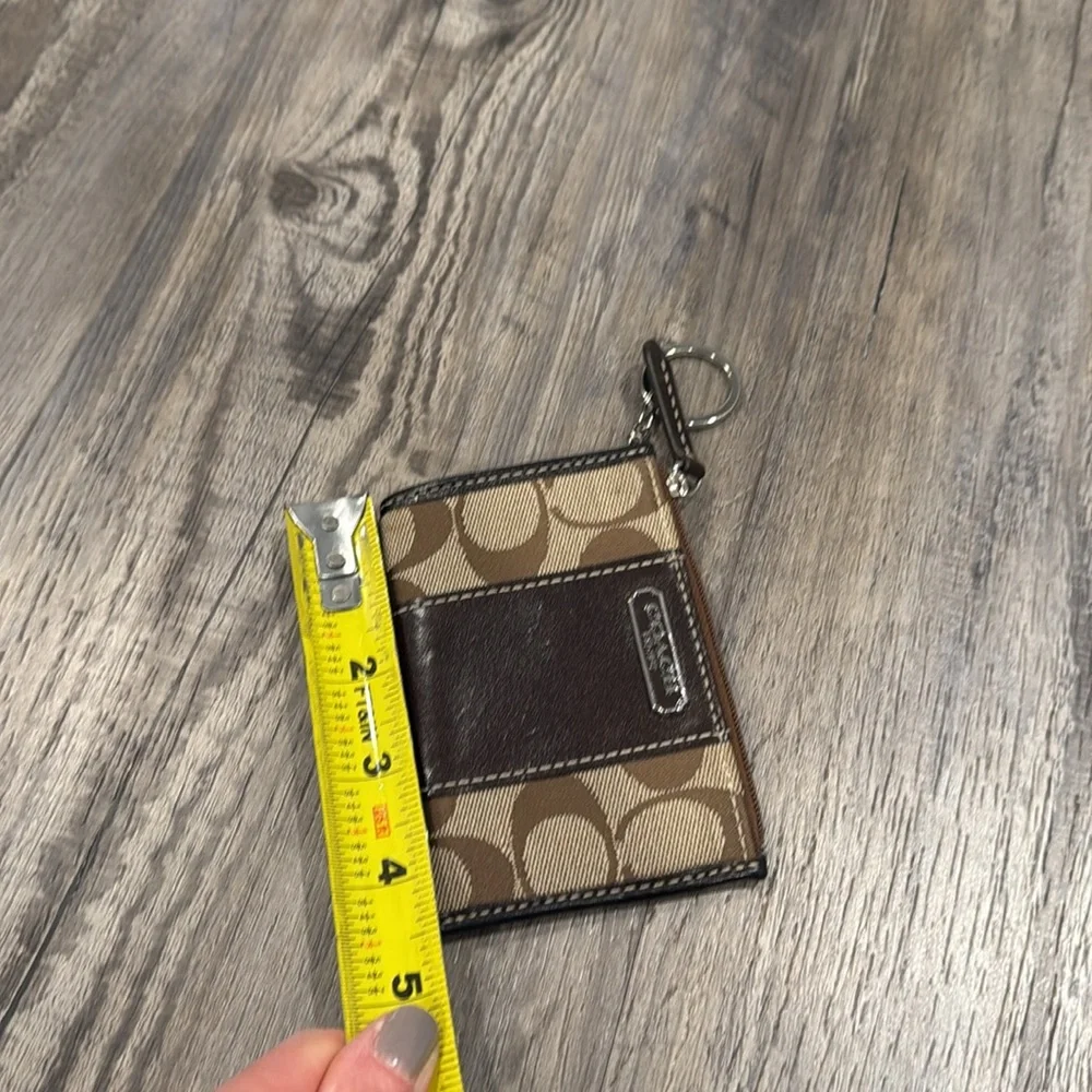 Coach Signature Logo Keychain Wallet in Brown_8